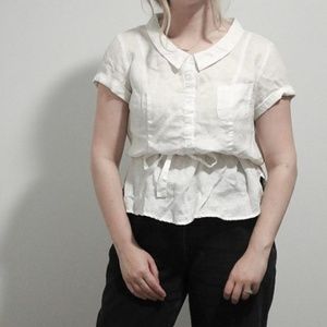 Peter Pan Collar Button Up in White